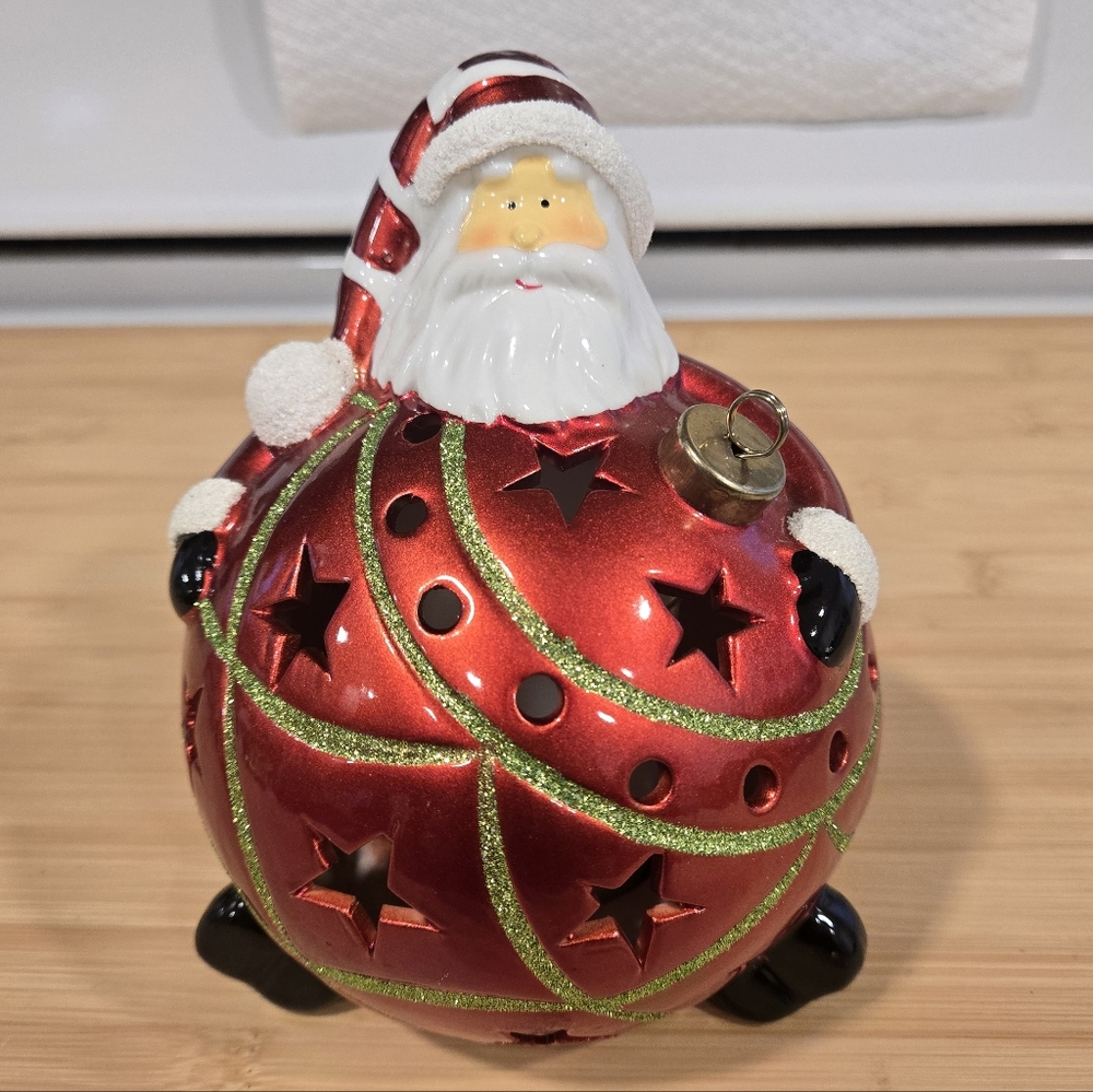 QVC Light‎ Up Santa Clause Orniment Figirine w/ Color Changing Bulb